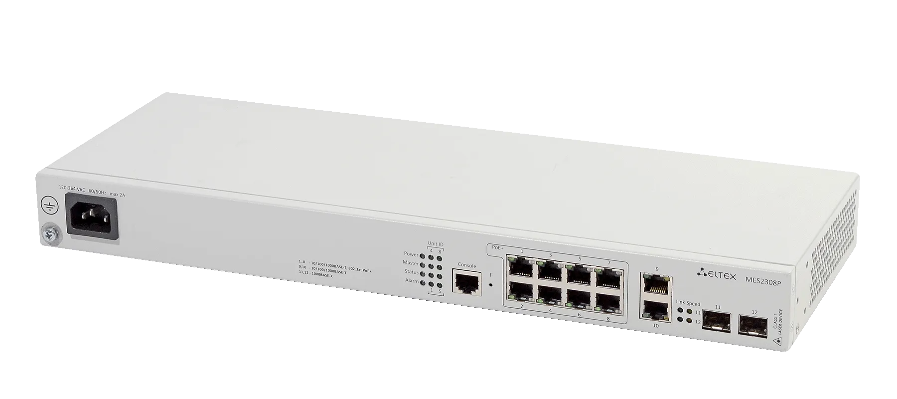 Ethernet-коммутатор MES2308P, 8xPoE+ (1G) + 2x1G RJ45 + 2x1G SFP, L3, 220V AC